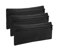 Alomejor 3Pcs Pencil Bag Neoprene Black Large Capacity Zipper Closure Multi-functional Storage Pencil Case Organizer for Pens Pencils 5x10x20cm