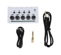 Alomejor 4 Channel Sound Mixer, Rechargeable Portable Stereo Mixer with Independent Volume Control and Mono Stereo Switch, for Home Studio Recording Live Streaming Podcasting (White)