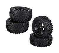 Alomejor 4 Pcs 1/10 RC Truck Rubber Tire Set for Various RC Cars (Black)