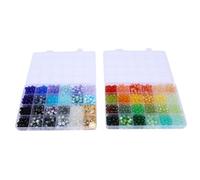 Alomejor 48 Colors Crackle Round Glass Beads Set Shining Jewelry Making Kit for Crafts 8mm with Spacer Bead Charms for Bracelets Earrings Necklace (Style 4)