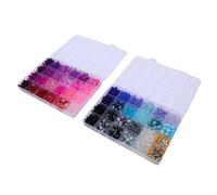 Alomejor 48 Colors Crackle Round Glass Beads Set Shining Jewelry Making Kit for Crafts 8mm with Spacer Bead Charms for Bracelets Earrings Necklace (Style 3)