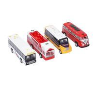 Alomejor 4pcs Bus Toy, Pull Back Vehicles with Openable Doors and Multi Functional Design, Simulation Bus Model Cars for Kids (Style 2)