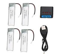Alomejor 4Pcs Lipo Battery, 500mAh 3.7V 25C Small White Head Lithium Battery with Charging Kit, for Remote Control Car Boat Airplane Drone