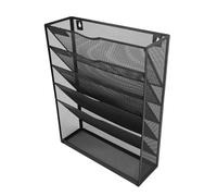 Alomejor 5 Tier Wall Hanging File Organizer, Durable Mesh Construction for Neat Office and Home, Space Saving Design, Black, 16.1 X 12.6 X 3.9in