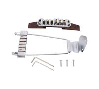 Alomejor 6 String Jazz Electric Guitar Bridge Set, Zinc Alloy Roller Saddle Tailpiece Chrome Plated with Screws Hex Wrench for 6 String Electric Guitars