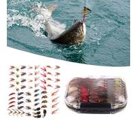 Alomejor 64pcs Brightly Colored Handmade Grayling Fly Fishing Lures, Proven Effective for Trout, Sturdy Hooks, Catch Salmon, Fly Fishing Gear for Anglers and Loved Ones