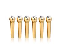 Alomejor 6Pcs Bridge Pin Copper Material Folk Acoustic Guitar Bridge Pin Peg Nail with Colorful Crystal Glass Dot(White)