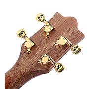 Alomejor 6Pcs Golden Skull Shaped Ukulele Tuning Pegs with Stable Adjustment for 4 String Ukulele Turner