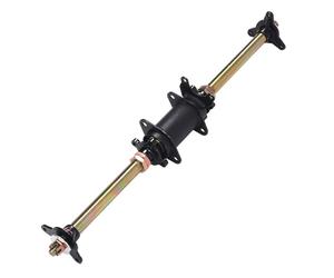 Alomejor 750mm Go Kart Rear Axle Assembly Steel Alloy Rear Live Axle 25mm Diameter with Frame Fixing Bracket Bolt Hub Flanges for ATV Off Road Vehicles Drift Tricycle DIY