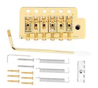 Alomejor A Set 6 String Guitar Tremolo Bridge Tremolo System with Roller Single Locking Vibrato Bridge Replacement for ST Guitar(Gold)