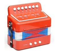 Alomejor Accordion Instrument Plastic Accordion Toys 7 Key Music Instrument for Children's Children Ability Development for Stage Performance (Red)