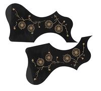 Alomejor Acoustic Guitar Pickguard Pack 2pcs Bright Plastic Guard Plate Set for Protection and Decoration for Guitar Players and Enthusiasts (Black)