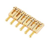 Alomejor Adjustable Height 6PCs Guitar Saddle Scooter Bridge, Robust Copper-zinc Alloy Electric Guitar Spare Parts for DIY (Gold)