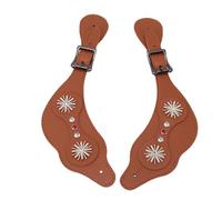 Alomejor Adjustable Western Rhinestone Spur Straps for Horse Riders Handcrafted Support for Boots for Equestrians, Vintage Style, PU Leather (Brown)