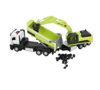 Alomejor Alloy Dumper Truck with Excavator, Multifunctional Construction Vehicle Toy for Kids, Simulated Engineering Scenes with Excavator and Dump Truck Functions, Inspires Creativity (Green)