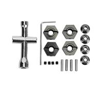 Alomejor Alomejor 14mm Wheel Hex Hub Kit, Aluminum Alloy Universal Upgrade Wheel Hex Adapter with Cross Socket and Wrench Tool, for Senton 1/10 RC Car (Black) (Black)