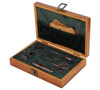 Alomejor Antique Wooden Sewing Scissors Kit Comfortable Handle Vintage Embroidery Tools for Daily Use (Bronze)