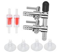Alomejor Aquarium Check Valve Fish Tank Control Set, Colorful 2-Way Oxygen Tube for Fish, Stainless Steel & Plastic Material Suitable for Tank Accessories (2-head stainless steel combination)
