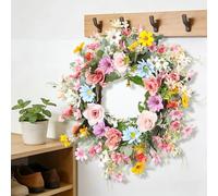 Alomejor Artificial Daisy Wreath Elegant Spring Decor for Front Door Indoor Outdoor Plastic 17.72in (Spring Daisy Wreath)