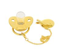 Alomejor Baby Pacifier Curved Design 26 Letters Safe Materials Healthy Bling Baby Pacifier with Clips for 6 to 18 Months Baby Golden Color(Z) Milk powder feeding