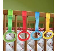Alomejor Baby Pull Rings Soft Edge Baby Training Rings for Crib Stand Up Walker for Babies 8-10 Months, Practical Crib Hooks Set for Playpen, Plastic Material (Combination Color)