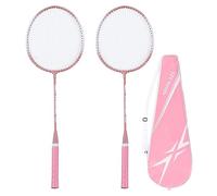 Alomejor Badminton Rackets Set Pink Badminton Racket Set Pair of 2 Rackets Anti Slip Grip for Outdoor Backyard Games