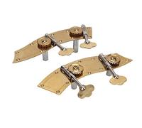 Alomejor Bass Tuning Pegs Gold Metal Open Gear Bass Tuner Pegs 2Pcs Dual Machine Head Replacement with Screws Stable Rotation Easy Installation for Players