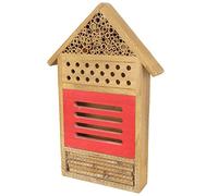Alomejor Bee House Shelter for Gardens Encouraging to with Decorative Wooden Design 19.5x3.8x29.8cm