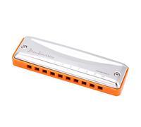 Alomejor Beginner Harmonika in C -Dur with 10 Holes 20 Tones, for Friends and Family, Stainless Steel + Harz + Bronze (Orange)