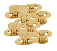 Alomejor Bicycle Bicycle Connector in Golden Steel for an 11 -speed Chain, Installation Tool, 4 Pairs for Mountain and Not Required Pairs of Mountain Bikes (Gold)
