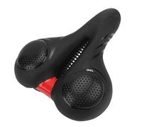 Alomejor Bike Seat, PU Leather Wide Bicycle Saddle with Shock Absorbers Ball, Thick Sponge Padding and Air Duct Design, Soft Seat for Mountain Road Cruiser Bikes Men (Black Red)