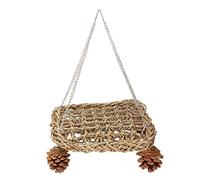 Alomejor Bird Seagrass Swing Hammock Natural Handmade Pine Cones Foraging Wall Toys for Little Parrots, Safe Chew Toys for Gentoo and Peony