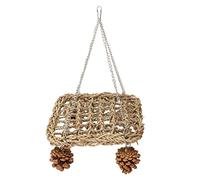 Alomejor Bird Seagrass Swing Hammock Natural Handmade Pine Cones Foraging Wall Toys for Little Parrots, Safe Chew Toys for Gentoo and Peony