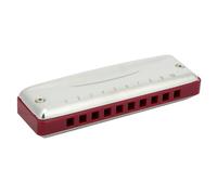 Alomejor Blues Harmonica Compact Beginner Professionals High Gloss 10-hole Mouthorgan for Music Lovers White (Red)