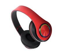 Alomejor Bluetooth Headset with Deep Bass and RGB Light for Gaming and Music Stylish Foldable Wireless Headphones PC ABS (Bright Red)