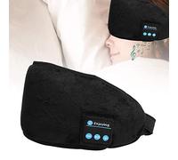 Alomejor Bluetooth Sleeping Headphone with Eyeshade (Black) | Soft cotton material, high fidelity stereo, Bluetooth V5.0, travel-friendly design