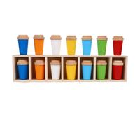 Alomejor Bottle Color Matching Game, Wooden Flip Board Game with 14 Bottles and Storage Rack for Family Kids Learning Toys