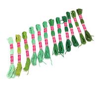 Alomejor Bright Embroidery Thread Sets for Lovers' Group Handicrafts Handmade DIY Projects, 12Pcs Embroidery Thread (Green Series)