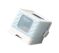 Alomejor Cat Litter Box with High Edge and Detachable Design for Easy Cleaning Large Space Semi Closed Cat Toilet for Indoor Cats (Light Blue)