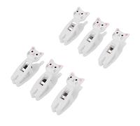Alomejor Cat Snack Clips Firm Grip Food Bag Clips for Clothing Documents Anti Slip Handle 6Pcs Set for Clothes Snack, PS, 4.7cm (White)