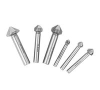 Alomejor Chamfer Cutter Set, Durable 3-Edged HSS Countersink Drill Bits for Smooth Chamfering, 6 Pieces, 90 Degree, Perfect for Woodworking