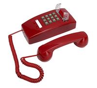 Alomejor Classic Wall Mounted Corded Phone with Handset Volume Control for Home Hotel Decor Red