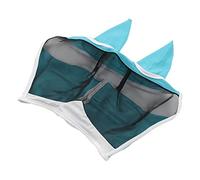 Alomejor Comfortable Horse Mask Soft Elastic Knitted Fabric Anti - Anti -fly Horse Mask with Ears Easy to Wear for Long term Wear (Hook and Loop, Large Blue)