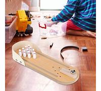 Alomejor Compact Mini Bowling Toy Set for Kids and Adults, Wooden Table Bowling Game for Family Fun and Stress Relief with 11-inch Board and Accessories [Indoor Party Game]
