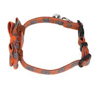 Alomejor Cute Plaid Bowknot Cat Collar with Bell for Pet Decoration Supplies Pink Black White Blue Orange Red Cloth (orange plaid)