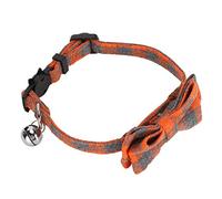 Alomejor Cute Plaid Bowknot Cat Collar with Bell for Pet Decoration Supplies Pink Black White Blue Orange Red Cloth (orange plaid)
