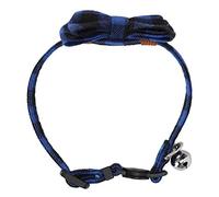 Alomejor Cute Plaid Bowknot Cat Collar with Bell for Pet Decoration Supplies Pink Black White Blue Orange Red Cloth (Blue Checkered)