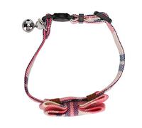 Alomejor Cute Plaid Bowknot Cat Collar with Bell for Pet Decoration Supplies Pink Black White Blue Orange Red Cloth (Pink Plaid)