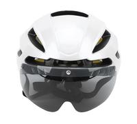 Alomejor Cycling Helmet Technology Bike Helm with LED Light Glasses, Comfortable Fit for Mountain Bikers, Improved Security (White)