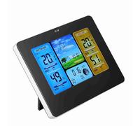 Alomejor Digital Wireless Weather Clock with Humidity (Neutral - black) | Wall-mounted sensor, features 6 weather forecasts, date and week in 7 languages